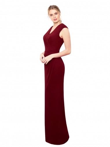 Shop Cap Sleeves Chiffon Prom Dress with Pleated V-Neck Bodice