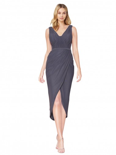 Shop High Low V-Neck Chiffon Mermaid Wrap Prom Dress