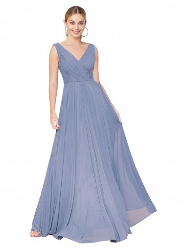 Shop Floor Length High Neck V-Back Chiffon Prom Dress
