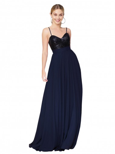 Shop Sweetheart High Neck Sequin Top Long Chiffon Prom Dress