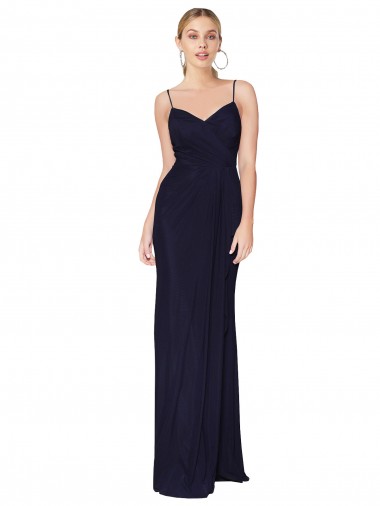 Shop Draped Spaghetti Straps Long Chiffon Mermaid Prom Dress