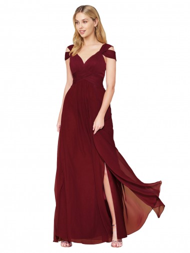 Shop Off the Shoulder Long Chiffon Prom Dress with Side Slit