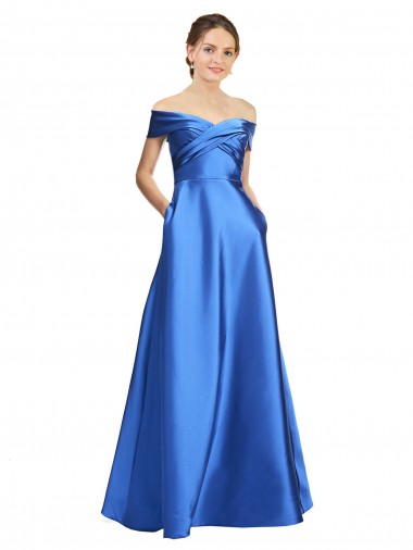 Shop Sleeveless Off the Shoulder Ball Gown Satin Prom Dress