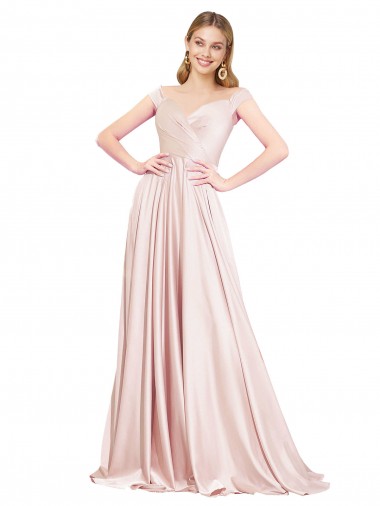 Shop A-Line Off the Shoulder Sweetheart Satin Prom Dress