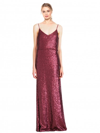 Shop High Neck Halter Long Slim Sequin Prom Dress with V-Neck and Blouson Bodice