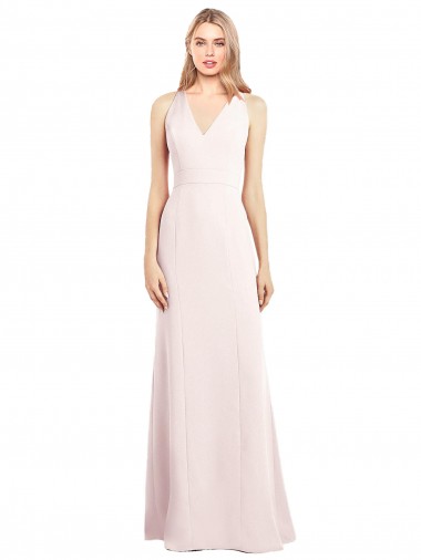 Shop V-Neck Keyhole Back Crepe Trumpet Prom Dress