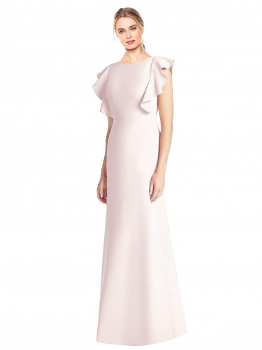 Shop Ruffle Cap Sleeves Open Back Trumpet Prom Dress