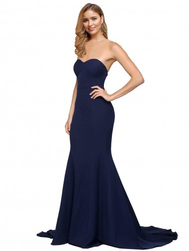 Shop Fit and Flare Sweetheart Long Crepe Prom Dress with Sweep Train