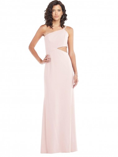 Shop Flirty One Shoulder Midriff Cutout Maxi Crepe Prom Dress