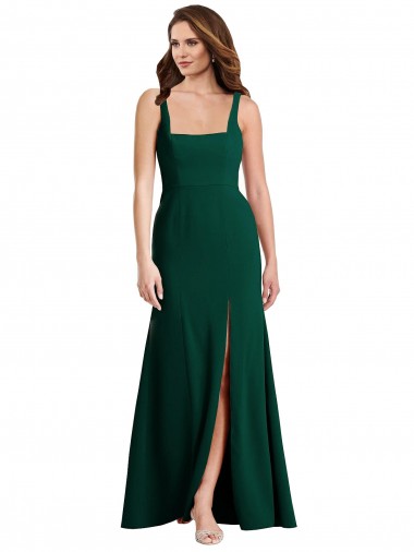 Shop Square Neck Trumpet Maxi Prom Dress with Front Slit