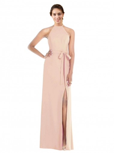 Shop Halter Criss Cross Cutout Back Maxi Crepe Prom Dress