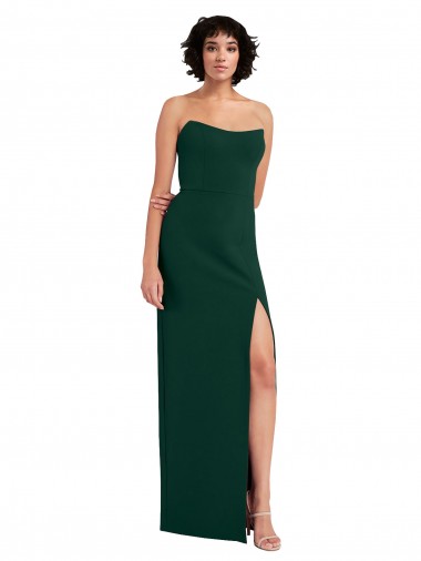 Shop Scooped Strapless Neckline Crepe Prom Dress with Side Slit