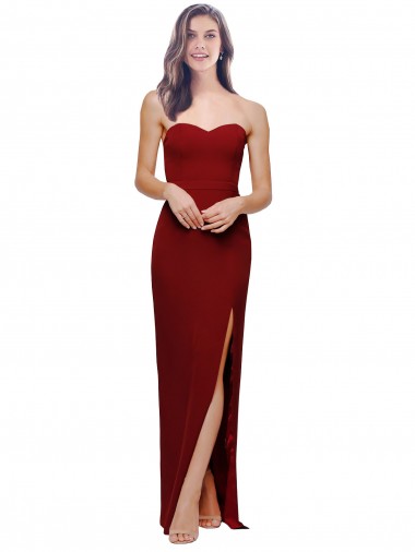 Shop Straight Pencil Skirt Long Sweetheart Crepe Prom Dress with High Side Split