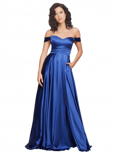Shop Ball Gown Off the Shoulder Sweetheart Stretch Satin Prom Dress