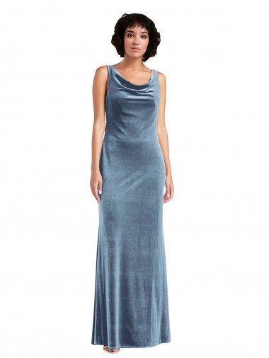 Shop Floor Length Cowl Neck Long Stretch Velvet Maxi Prom Dress