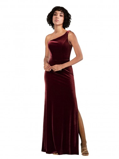 Shop One Shoulder Floor-Length Velvet Prom Dress