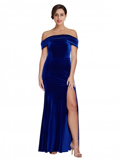 Shop Full Length Long Velvet Prom Dress with Side Split